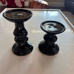 Gold Canyon Glossy Black Candle Holders